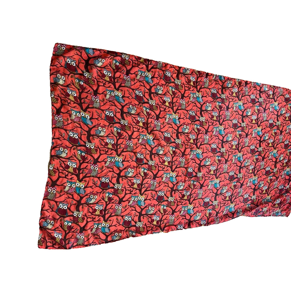 Owl On a Branch Print Ladies Fashion Maxi Scarf Wrap Sarong Red A003152 - Picture 7 of 7